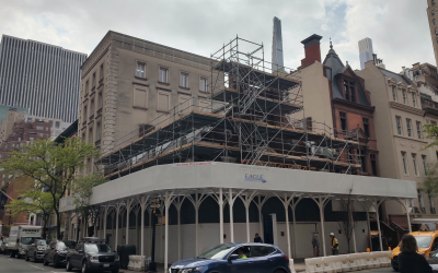 Sidewalk Shed and Scaffold Wrap for Building Restoration | Manhattan, NY